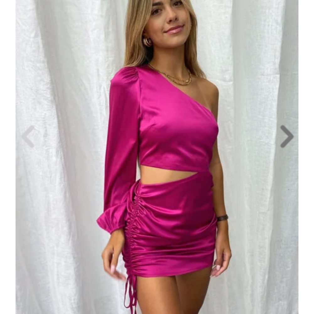 Party’s over Wild Aster Dress , one shoulder pink dress